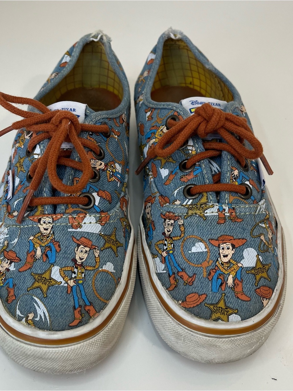 Vans Woody Print Canvas Sneakers - Blue with Brown Laces